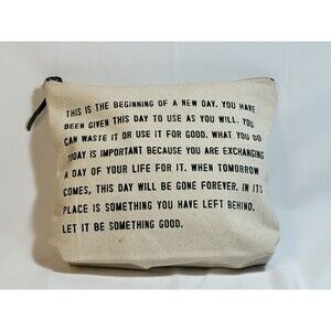 Sugarboo & Co Canvas Zip Pouch Cosmetic Bag Inspirational Quote Leather Pull